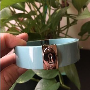 Fossil - Silver Padlock Turquoise Bangle Bracelet